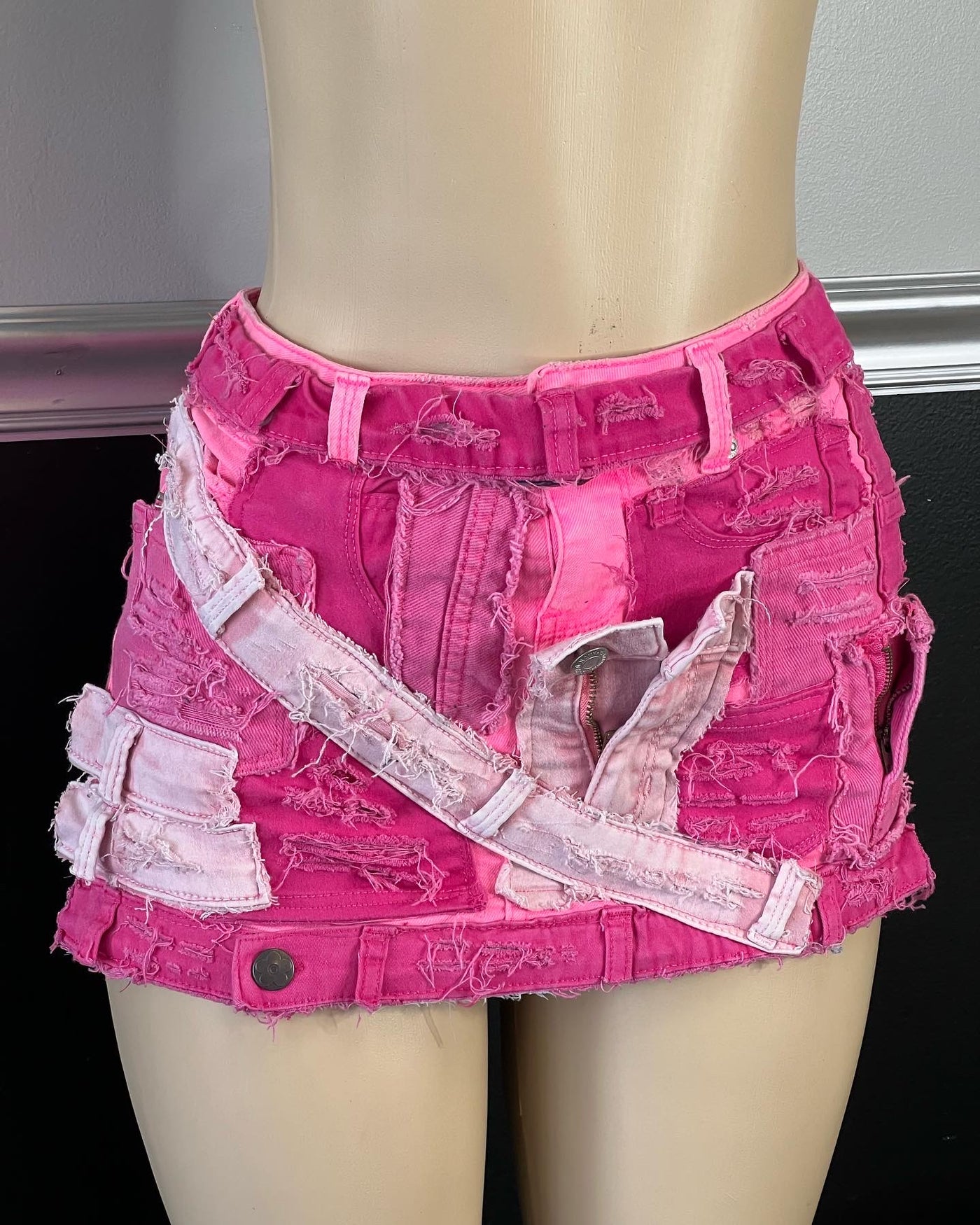 Custom Pink Denim Skirt